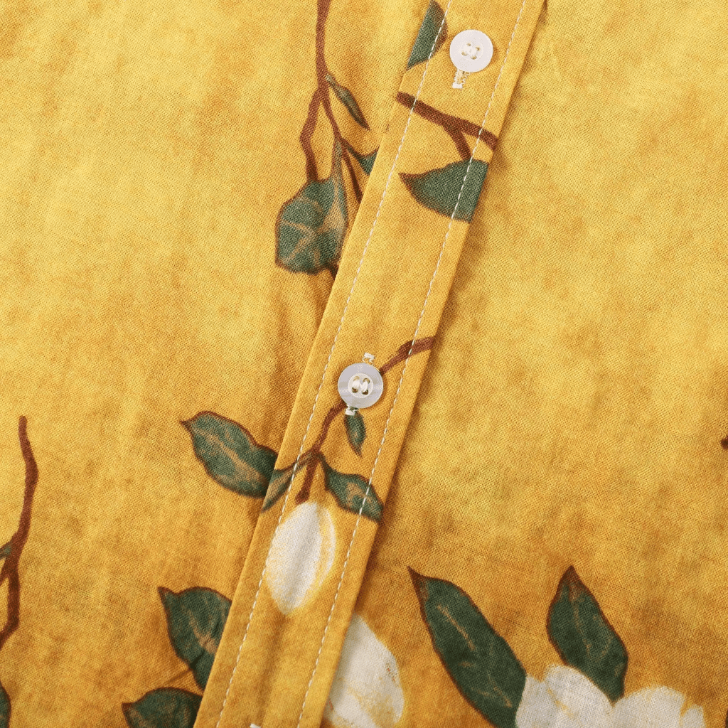 Sommarblommig Kortärmad Skjorta Herr – Lättviktig och Andningsbar i Avslappnad Passform - STILUNA