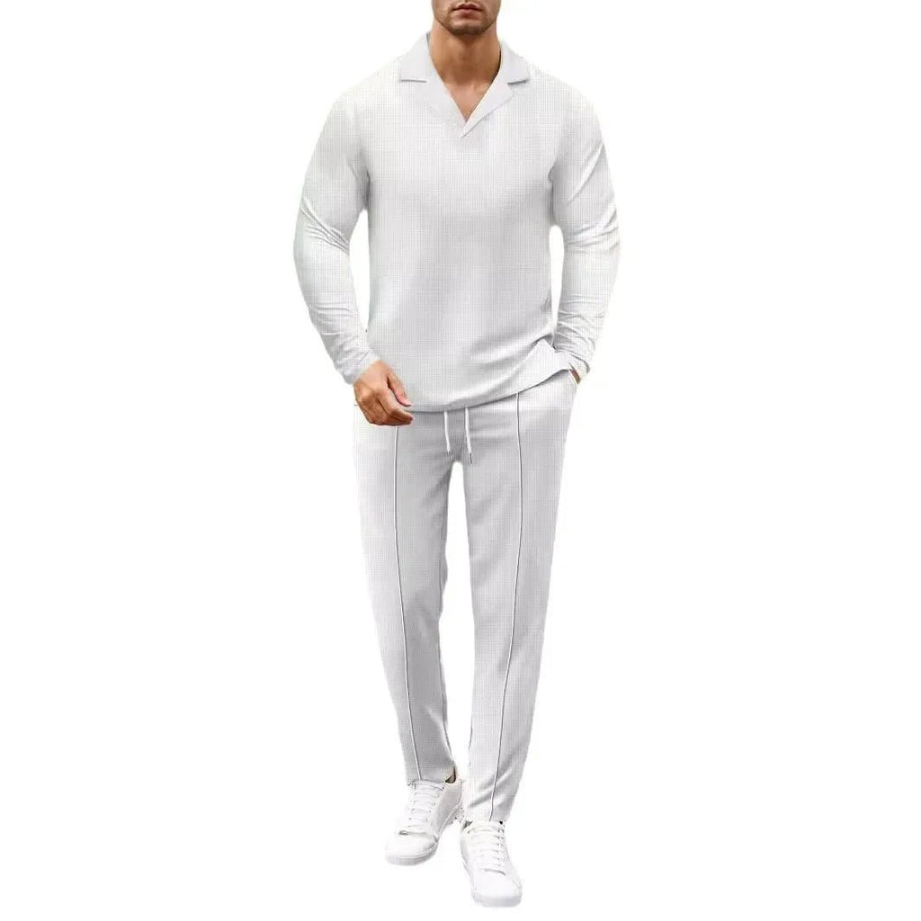 Sportig Tvådelad Set för Män med Långärmad Topp och Byxor – Hållbar och Bekväm Design i Flera Färger - STILUNA