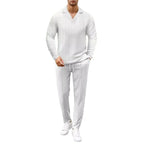 Sportig Tvådelad Set för Män med Långärmad Topp och Byxor – Hållbar och Bekväm Design i Flera Färger - STILUNA