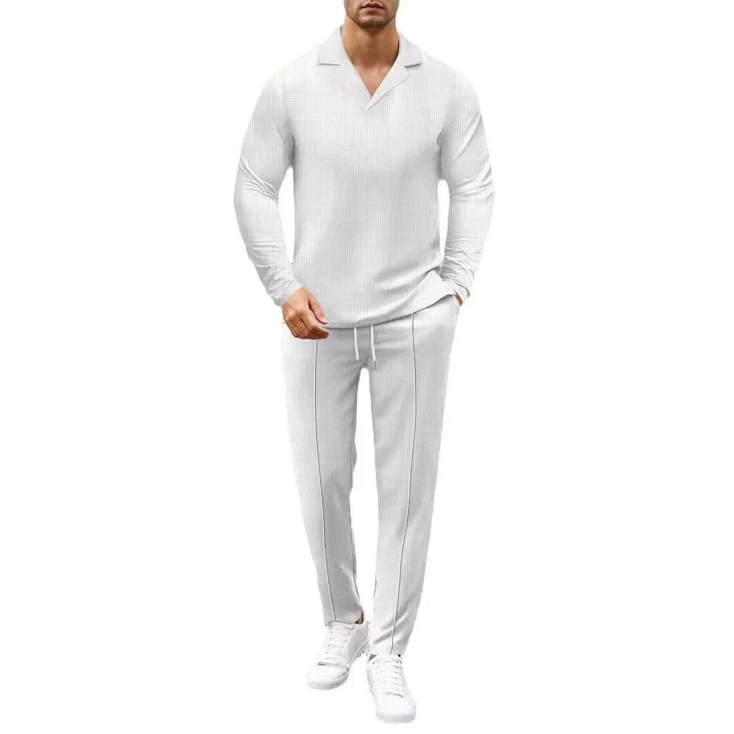Sportig Tvådelad Set för Män med Långärmad Topp och Byxor – Hållbar och Bekväm Design i Flera Färger - STILUNA
