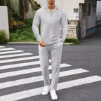 Sportig Tvådelad Set för Män med Långärmad Topp och Byxor – Hållbar och Bekväm Design i Flera Färger - STILUNA