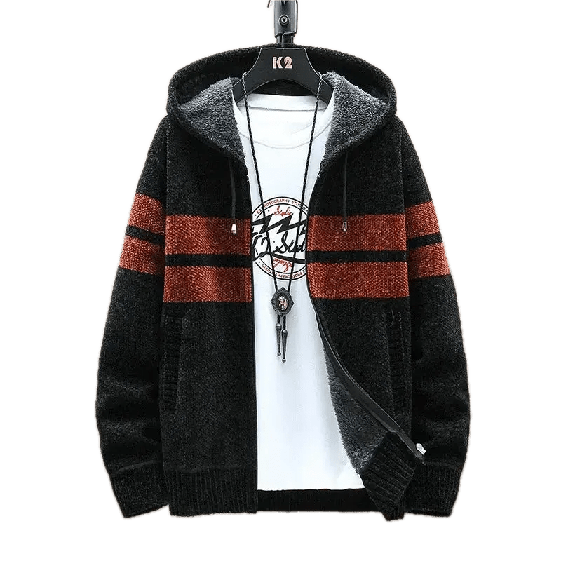 Stickad Cardigan för Herr i Plus Size | Löst sittande, Kort Modell i Chenille - stil - STILUNA