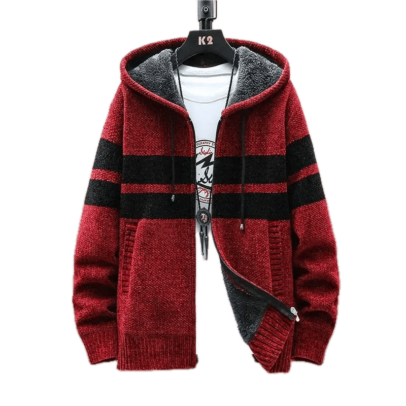 Stickad Cardigan för Herr i Plus Size | Löst sittande, Kort Modell i Chenille - stil - STILUNA