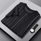 Stickad Tröja Dam i Silkesliknande Jacquard – Lätt, Andningsbar O - hals Tröja med Ribbad Kant - STILUNA