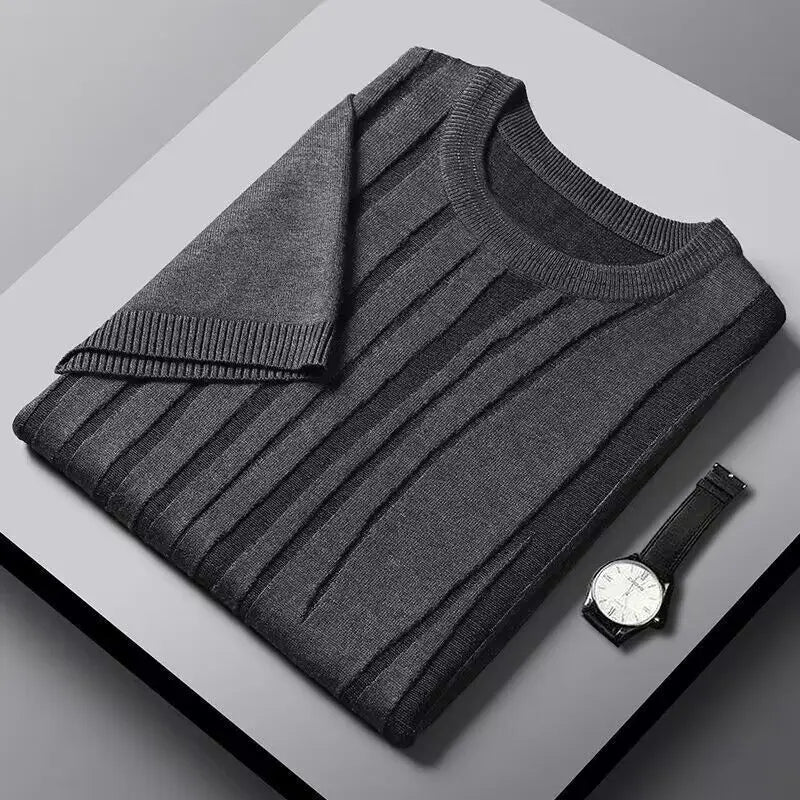 Stickad Tröja Dam i Silkesliknande Jacquard – Lätt, Andningsbar O - hals Tröja med Ribbad Kant - STILUNA