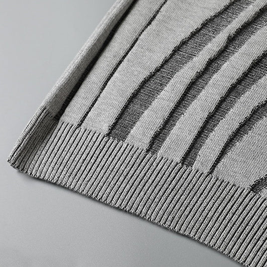 Stickad Tröja Dam i Silkesliknande Jacquard – Lätt, Andningsbar O - hals Tröja med Ribbad Kant - STILUNA