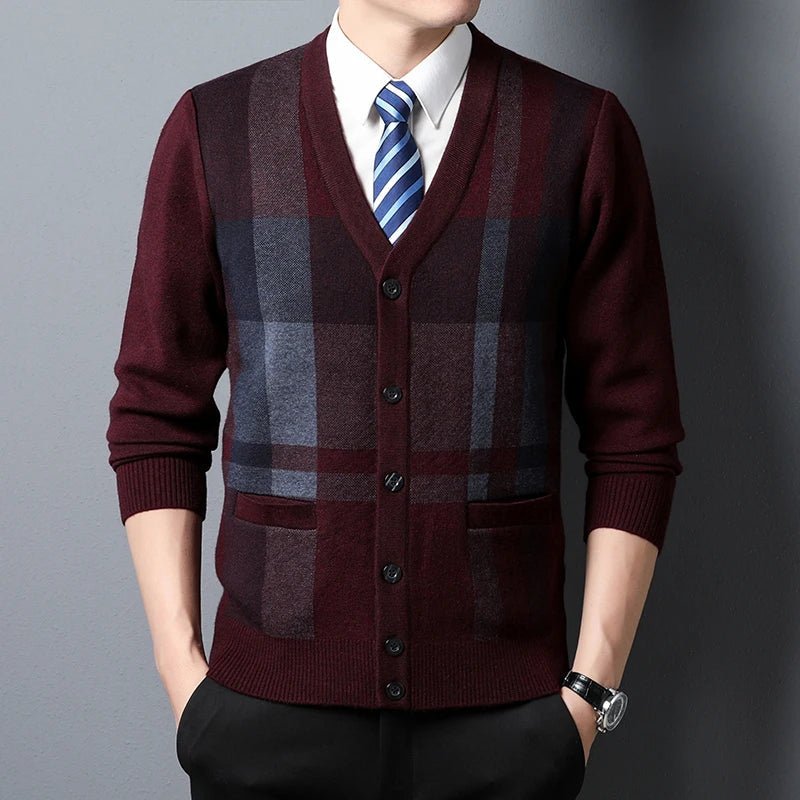 V - ringad Cardigan i Lätt Material med Knäppning och Fickor - STILUNA