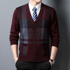 V - ringad Cardigan i Lätt Material med Knäppning och Fickor - STILUNA