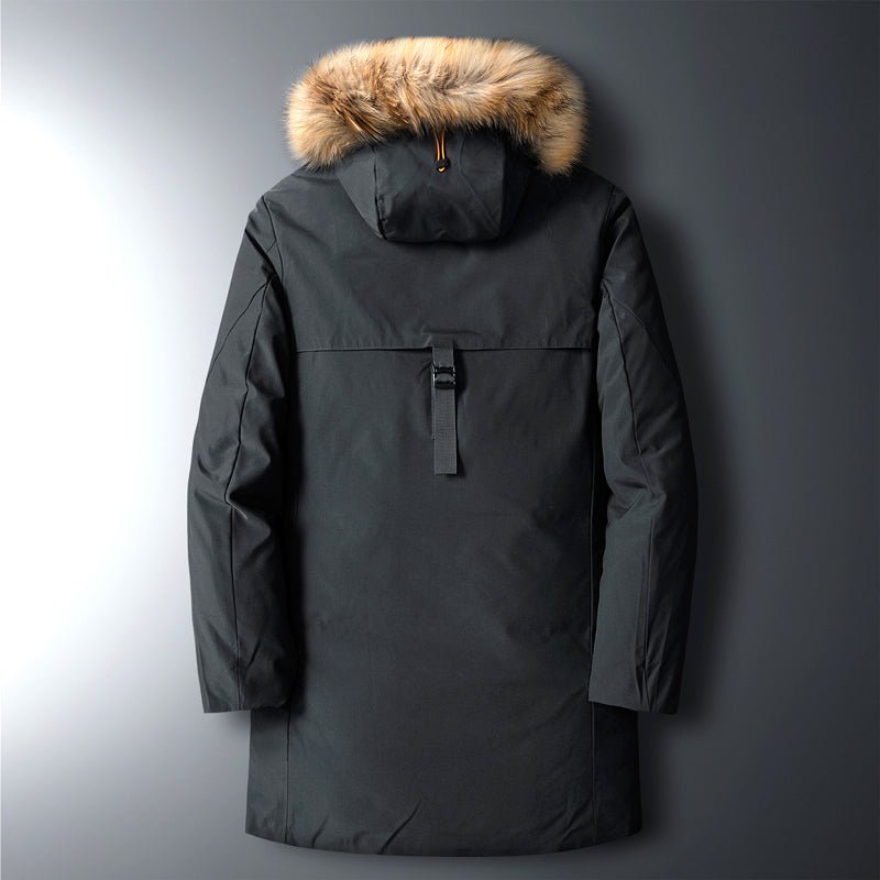 Varm Parka Jacka för Herrar med Dunisolering och Avtagbar Huva – Vattentät yttertyg för Kalla Väderförhållanden - STILUNA