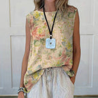 Vintage Blommönstrad Blus i Bomull och Polyester för Vår och Sommar - STILUNA