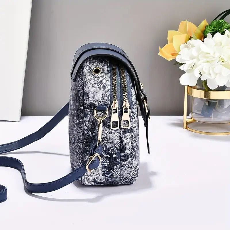 Vintage Casual Axelväska i PU med Dragkedja och Magnetisk Spänne – 19 cm x 13 cm - STILUNA