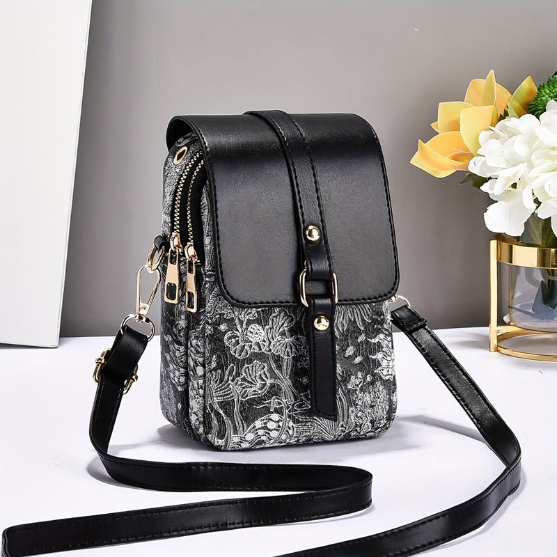 Vintage Casual Axelväska i PU med Dragkedja och Magnetisk Spänne – 19 cm x 13 cm - STILUNA