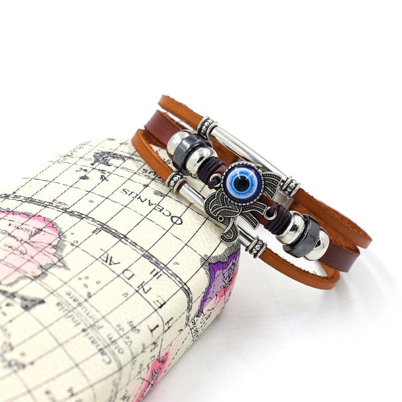 Vintage Flätat Läderarmband Herr i Legering – 21 cm Vävt Armband för Tidlös Stil - STILUNA