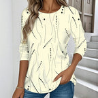 Vintage Långärmad T-Shirt i Bomull och Polyester – Rund Halsringning för Vår och Höst - STILUNA