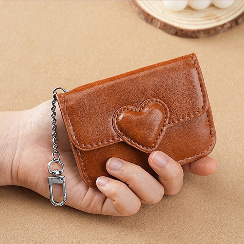 Vintage Myntväska i PU med Hjärtmönster – Kompakt och Praktisk - STILUNA