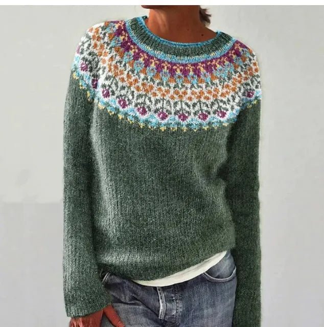 Vintage Stickad Tröja Dam i Mjuk Knit med Avslappnad Passform – Nina Sweater för Komfort och Stil - STILUNA