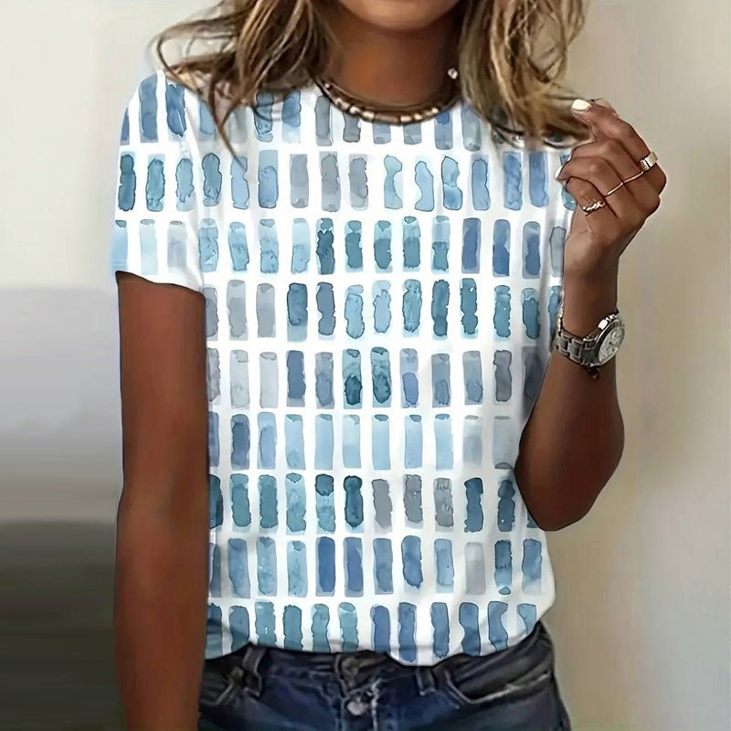 Vintage T-Shirt i Bomull och Polyester med Rund Halsringning – Kortärmad för Vår och Sommar - STILUNA