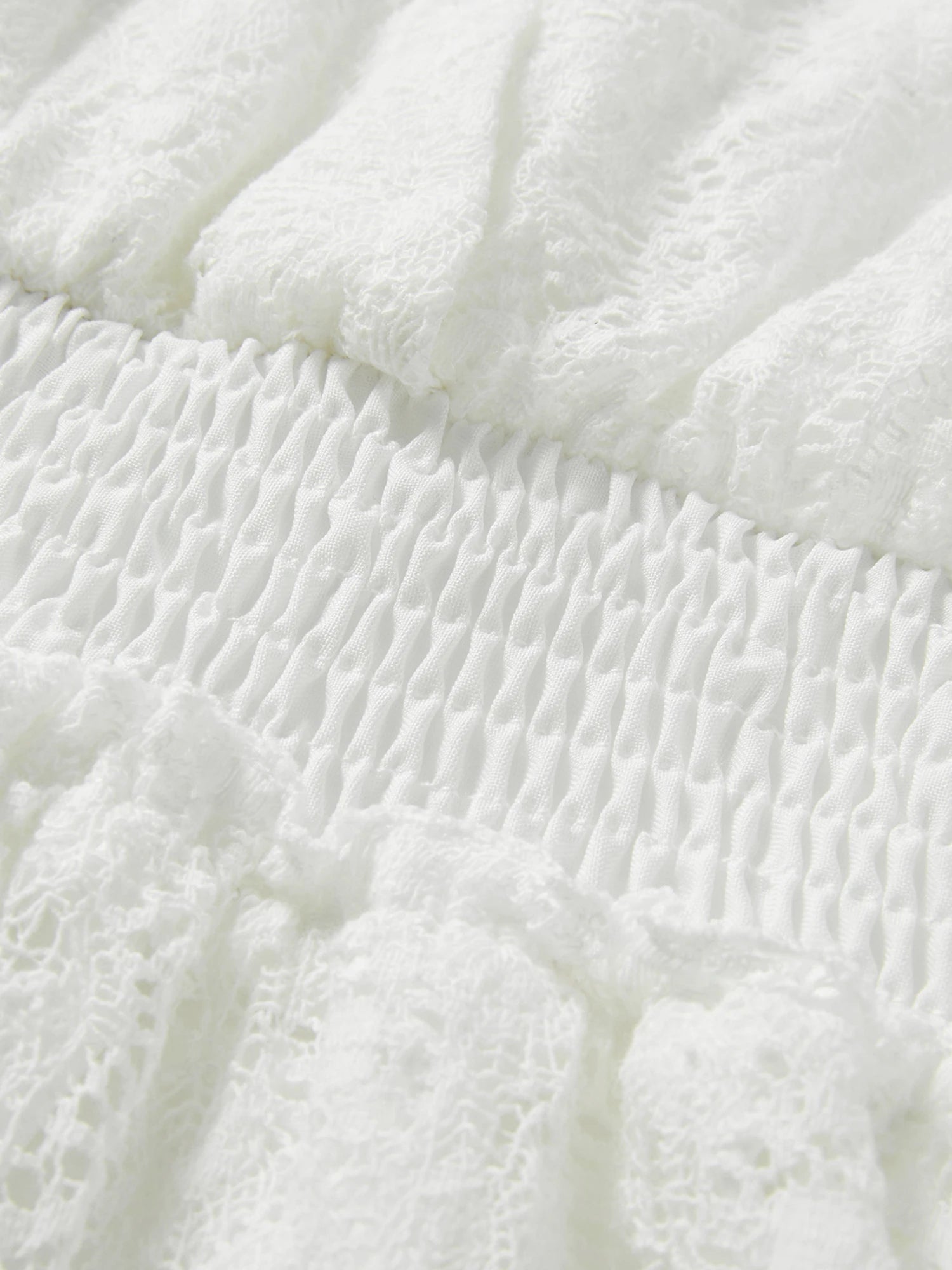 Vit Spets Tunika Strandklänning – Halvlånga Ärmar, Elegant Bodycon - STILUNA